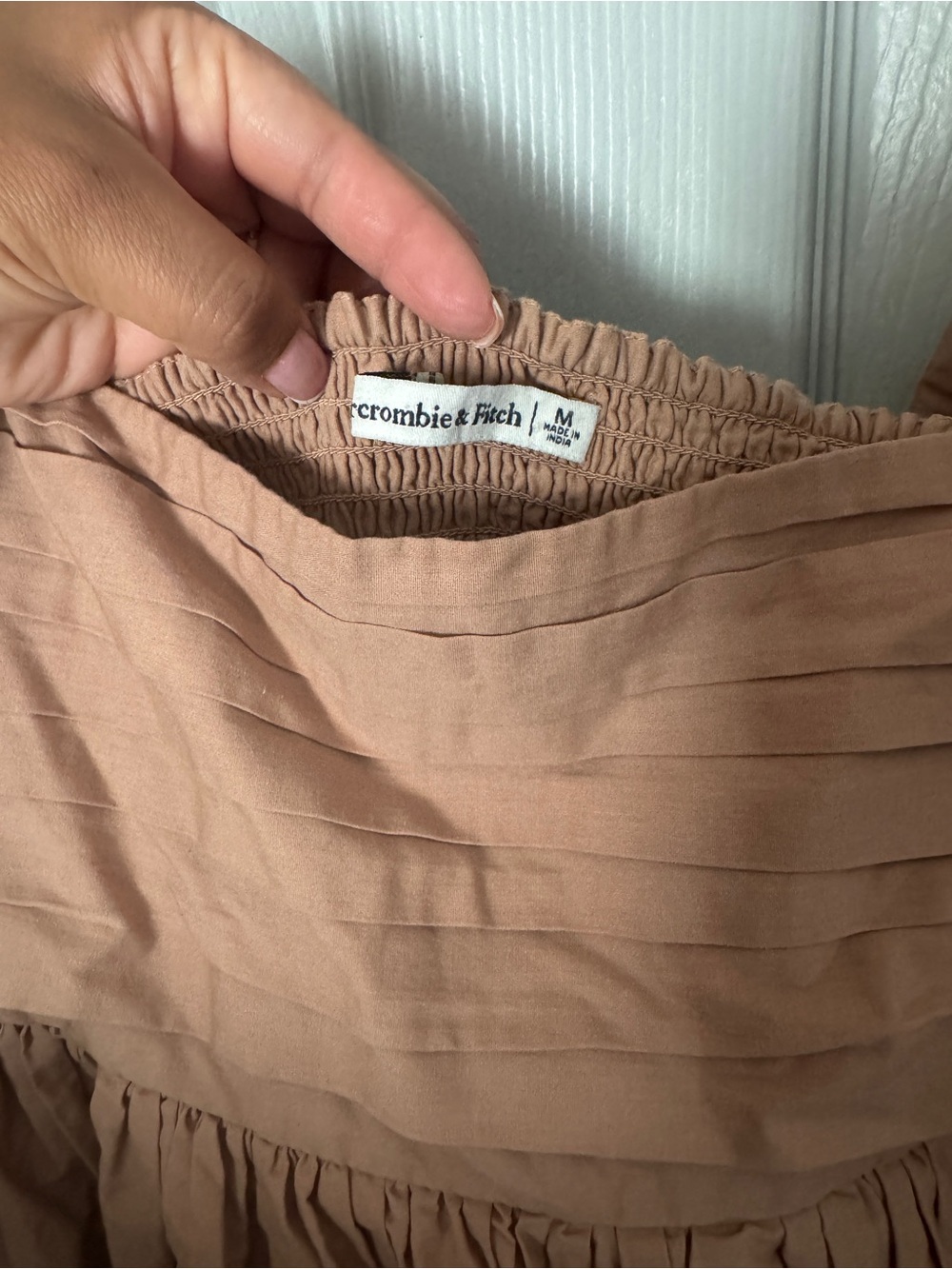 Abercrombie & Fitch Tan Pleated Tiered Mini Dress